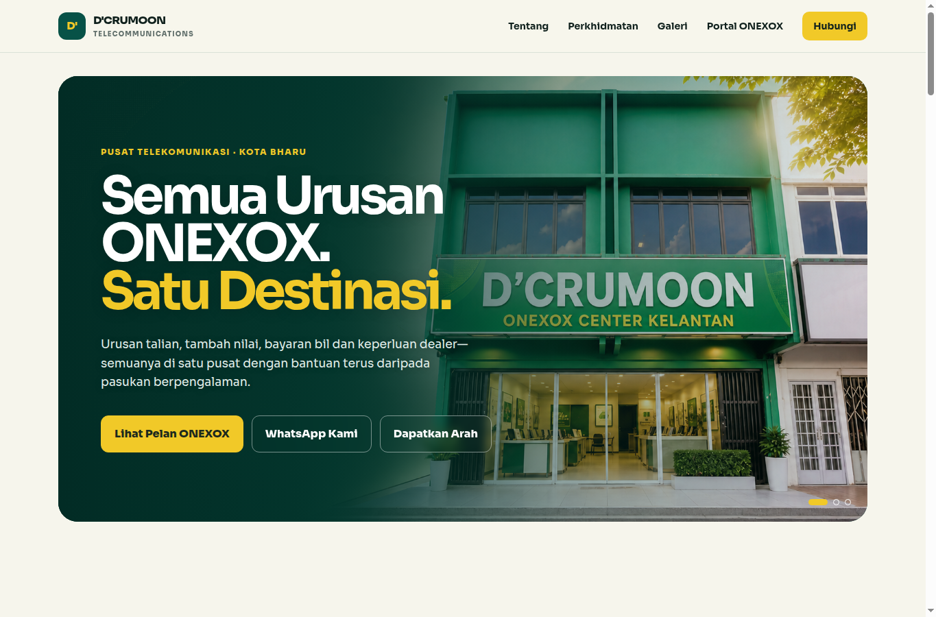 Screenshot laman web D'Crumoon Official